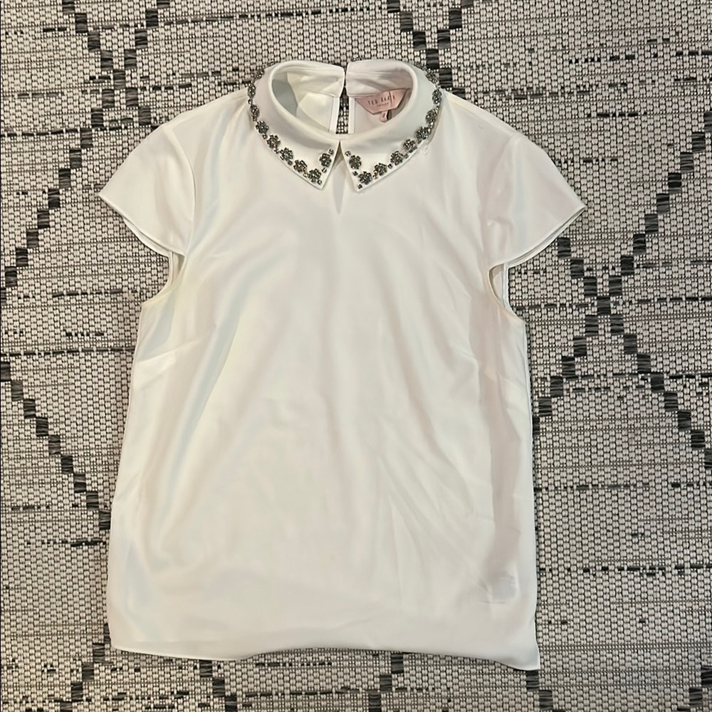 Ted Baker White Blouse with Embellished Collar